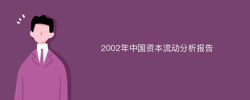 2002年中国资本流动分析报告